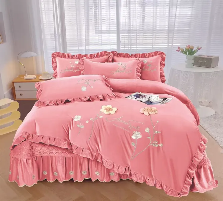 冬季新款韩版绣花床盖四件套 --悦枝