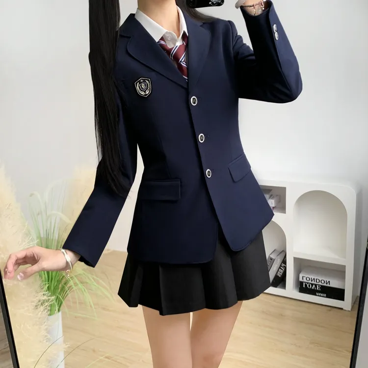 木村叔jk制服原创灰色修身款西服外套女生春秋季学院风校供感西装