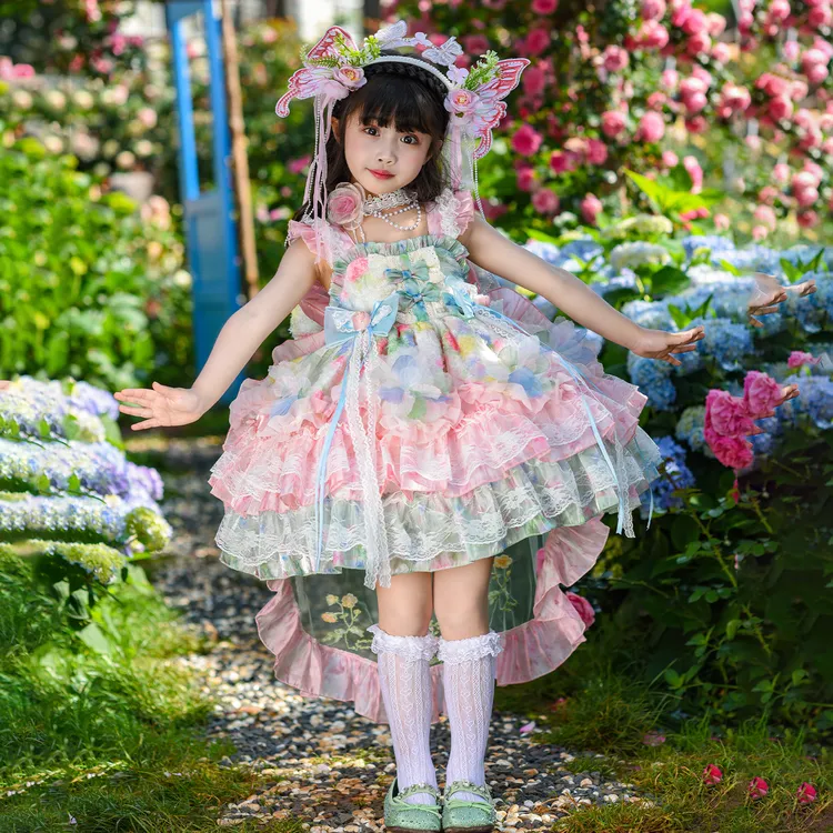 女童夏季洛丽塔甜美碎花蓬蓬公主裙儿童节生日礼服连衣裙女孩裙子