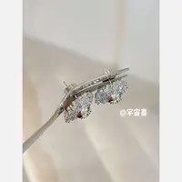 铜合金锆石耳饰  D4-135【白锆太阳花椭圆小m金属银色耳钉】白锆