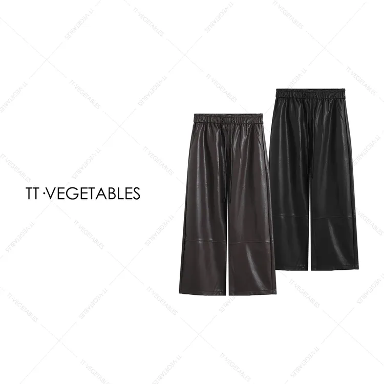 TT・VEGETABLES【序白】茗露 轻职风重工裤子纹理皮裤521714