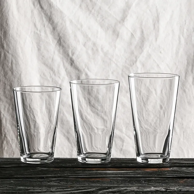宽口玻璃杯简约透明餐厅水杯冷饮杯奶茶咖啡杯大容量啤酒杯扎啤杯