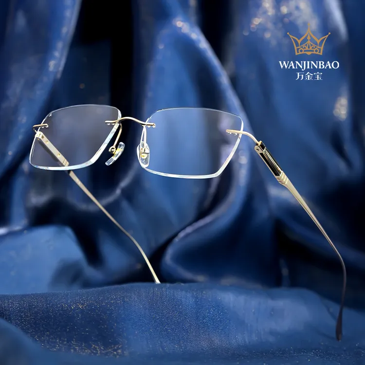 万金宝尊享系列ZX3206男士牛角商务无框定制切边眼镜
