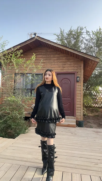 孕妇三件套，孕妇马甲套装，孕妇皮半身裙，孕妇法式风秋冬季套装