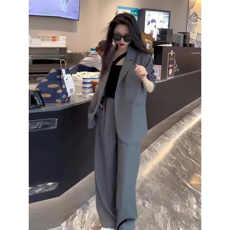 气质西装套装女春季2025新款韩版休闲高级感职业西服阔腿裤两件套
