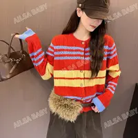 【AILSA BABY】欧货圆领针织条纹毛衣开衫/91501A