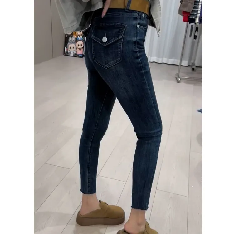 早秋新款高腰小脚牛仔裤女2025大码小个子弹力显瘦修身百搭铅笔裤