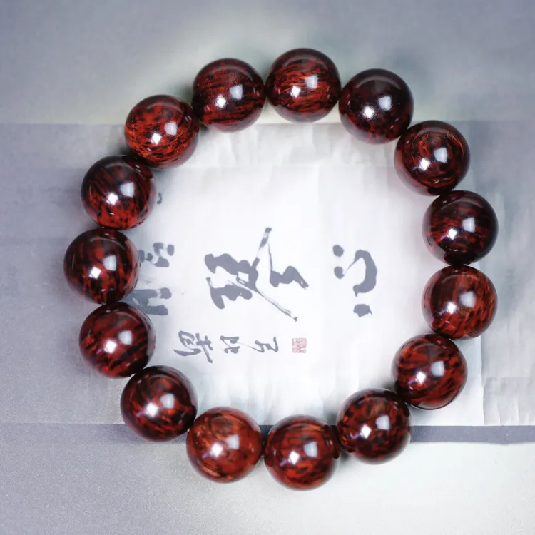 云端1.5红降花梨公土埋树心油降真香爆满芝麻点木作手串34克