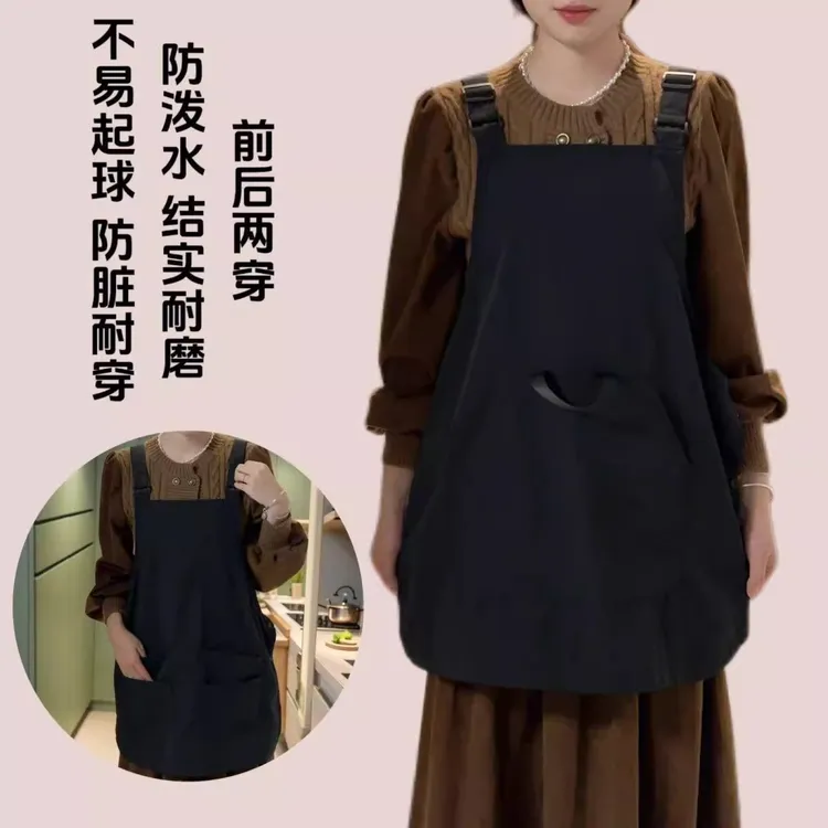 厨房爆款防水帆布围裙家用奶茶马甲餐饮专用定制工作服优选
