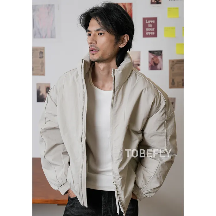 Tobefly防水耐脏微皱小方格立领羽绒服冬季防风保暖夹克外套25121