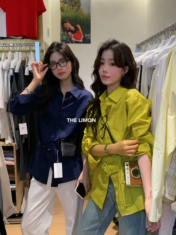 休闲文艺感chic港味收腰长袖衬衫秋季宽松显瘦休闲女上衣配腰带