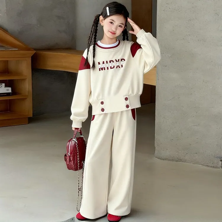 童装女童套装秋冬款2025新款中大童韩版加绒卫衣卫裤潮酷风两件套
