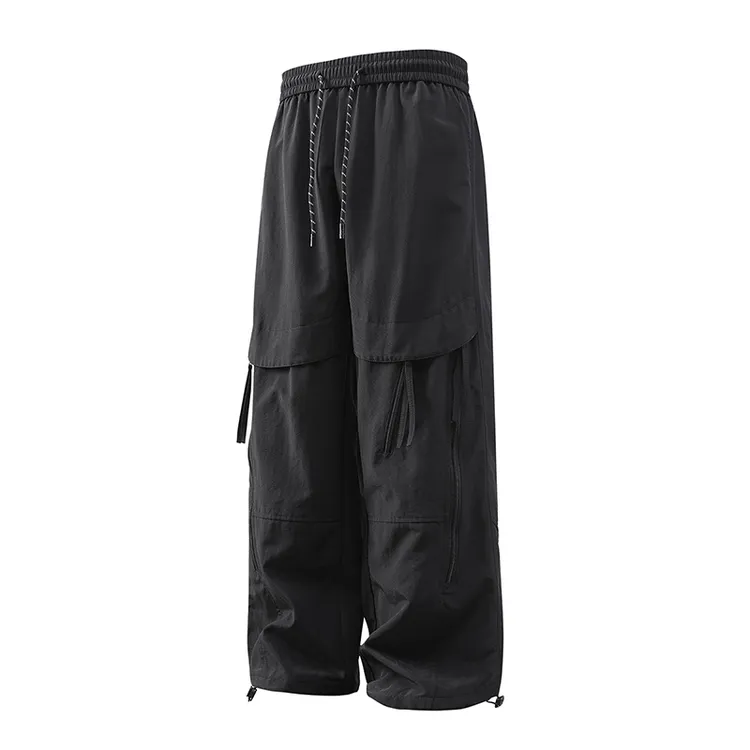 美式潮牌裤子男春季新款直筒阔腿裤宽松大码休闲裤多口袋工装裤