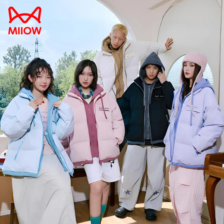 MiiOW/猫人秋冬季棉服男女加厚保暖假两件棉衣休闲情侣款外套夹克