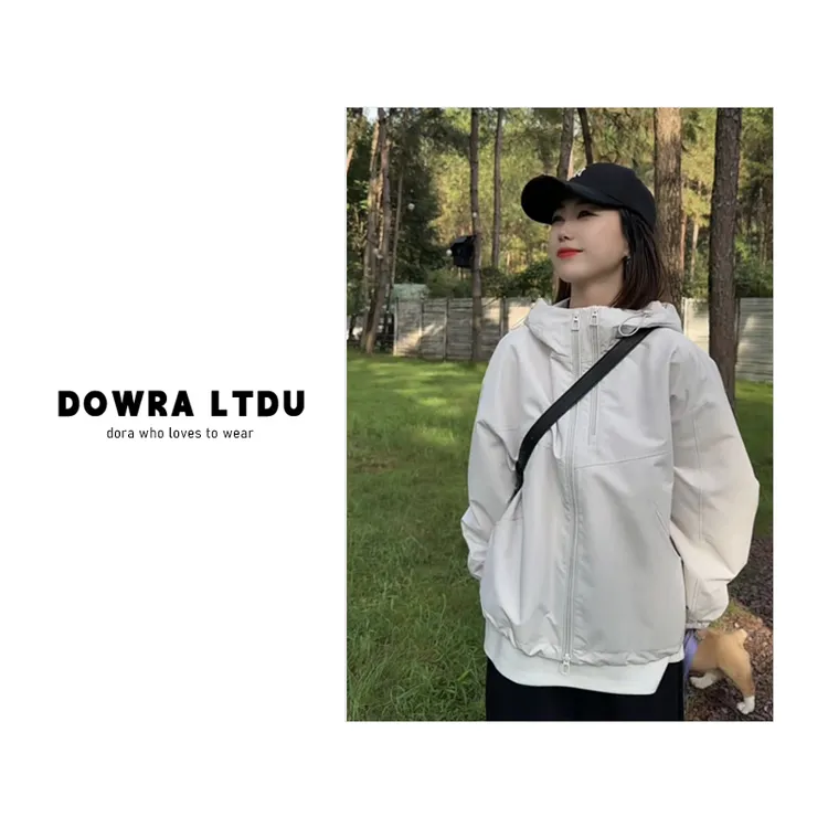 朵拉【旷野追风】2025年秋季新款双拉链纯色连帽百搭外套 41-250713