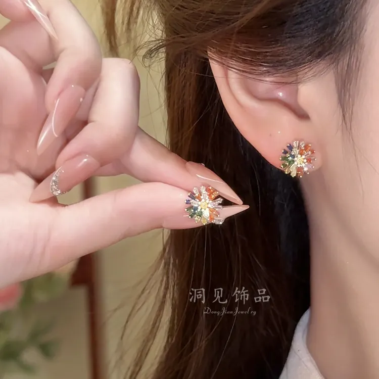 【月下花朵】耳钉气质设计耳饰百搭休闲风日韩女ES565