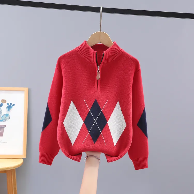 史努比男童毛衣加绒加厚2025秋冬款中大童半拉链针织衫男童打底衫