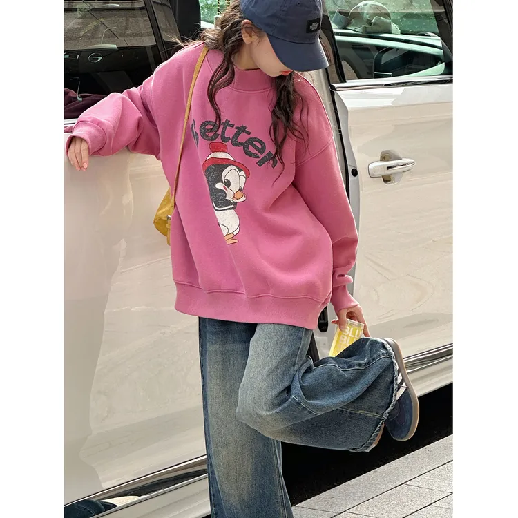 K30139孙小美做旧女童秋冬装卫衣2025新款儿童上衣加绒加厚打底衫
