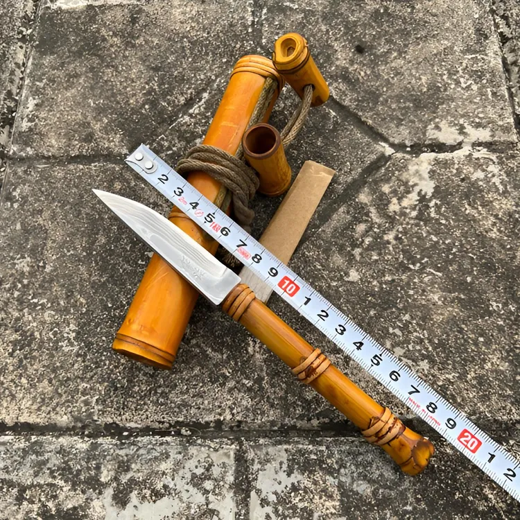 日本山野小刀/佐治武士作/茶刀/多层钢墨流纹