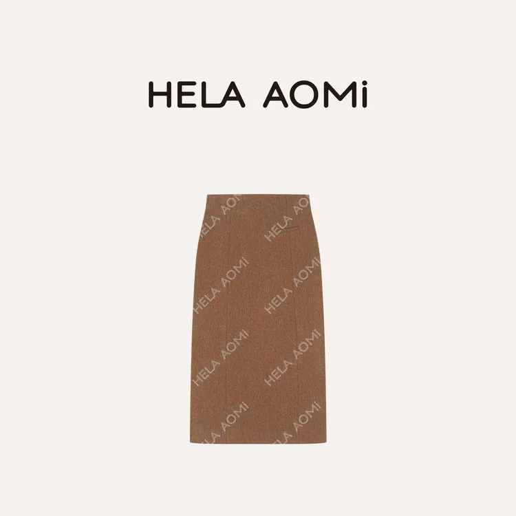 HELA AOMI “斜纹羊毛裙”绵羊毛50%复古微绒毛质感半裙CY5CM60259