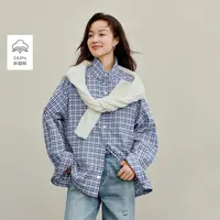【王雪糕专属】茵曼秋百搭翻领格子外套简约通勤宽松长袖18538260
