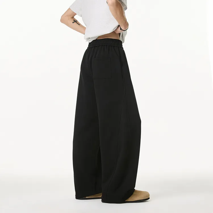 25ss基础纯色垂感直筒运动休闲卫裤新款情侣阔腿弯刀裤子TH25327