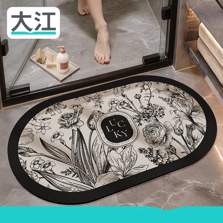 地垫椭圆卫生间硅藻泥吸水脚垫欧式浴室门口地毯家用防滑垫子