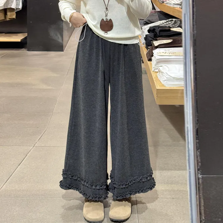 孕妇阔腿裤秋冬季外穿九分糯米裤慵懒风松弛感软糯垂感直筒阔腿裤