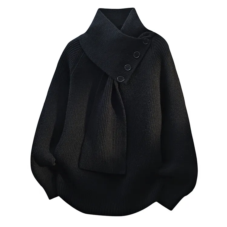 大码300斤毛巾领毛衣男女宽松设计感针织衫高领秋冬季潮流加厚款2