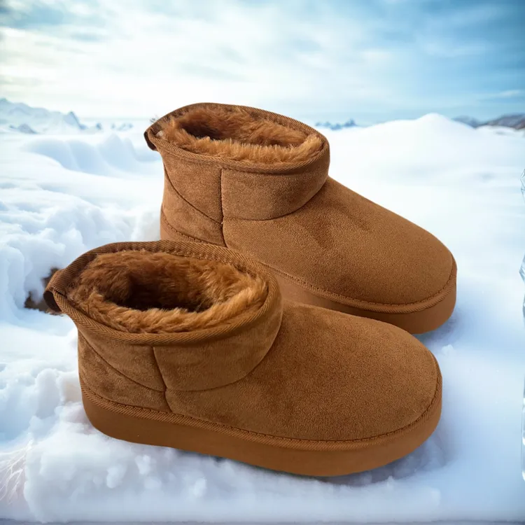 2025新款面包鞋雪地靴冬季加绒防水厚底防滑保暖5厘米雪地靴低帮