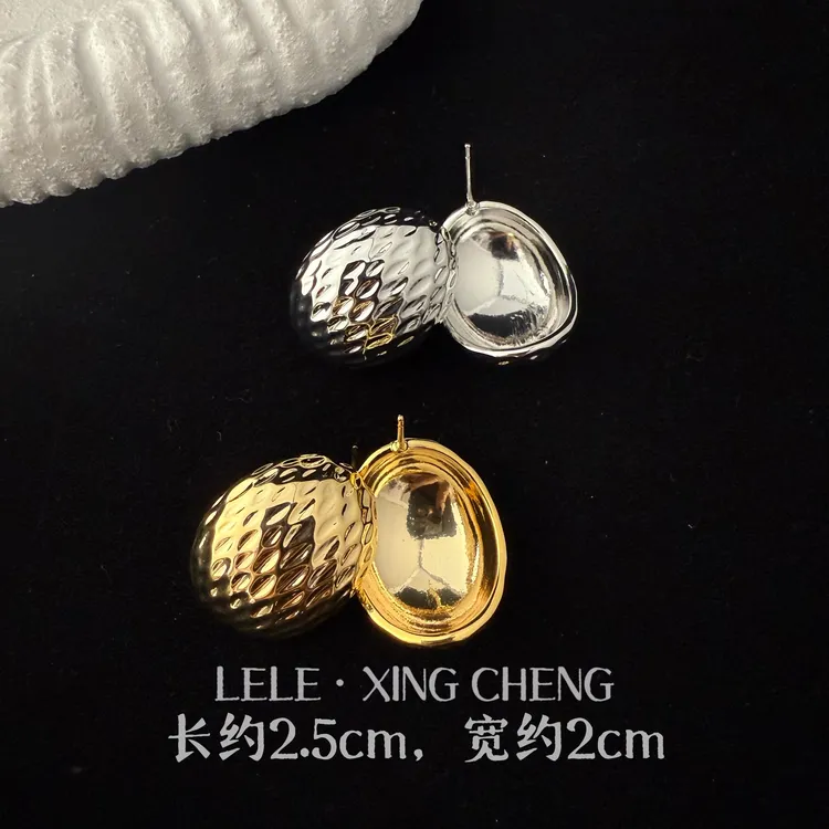 铜合金耳饰 欧美风椭圆耳钉气质轻奢时尚
