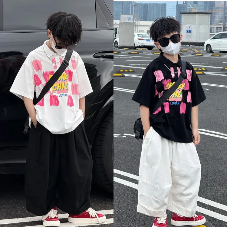 【品牌】男童中大童polo立领短袖夏季韩版薄款休闲套装2025洋气套装