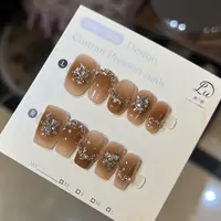 【咖啡豆】鹿鹿家-纯手工穿戴甲红棕色渐变高品锆石X