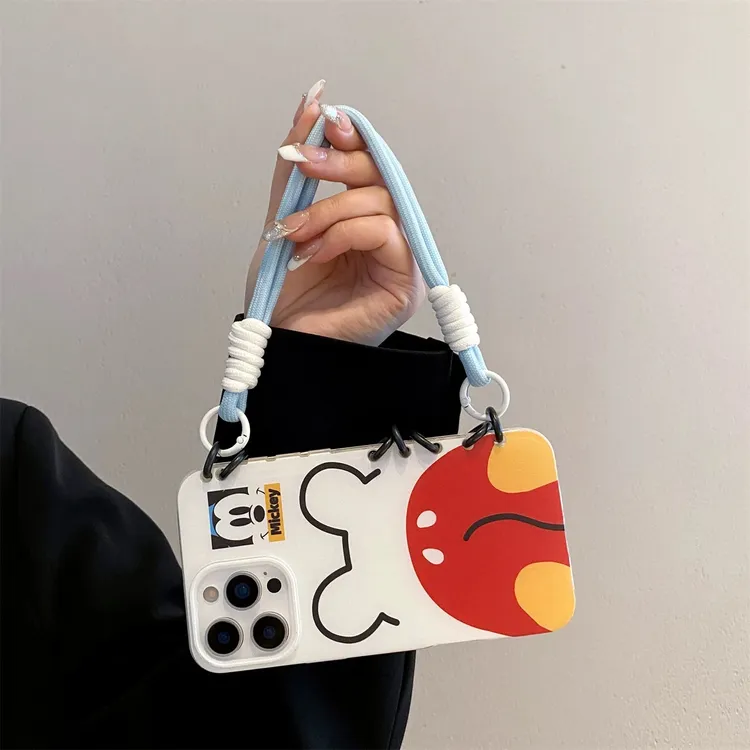 卡通米奇米妮翻盖笔记本适用苹果16pro手机壳iPhone15pro手提14新