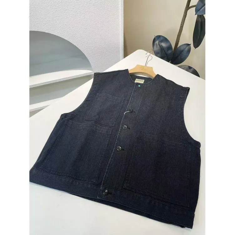 日系复古 小众设计款式多口袋水洗牛仔无袖质感马甲AE5570MJ