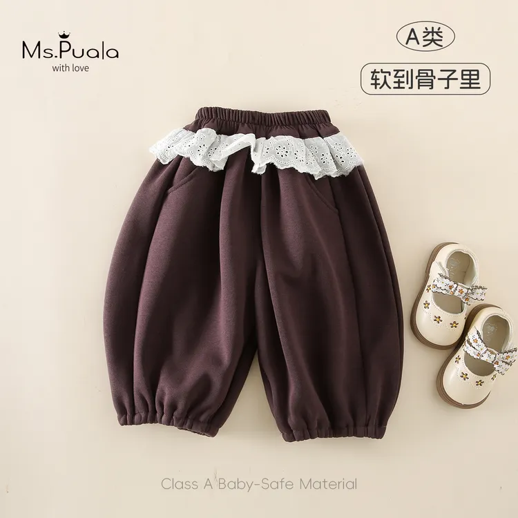 【Ms.Puala】婴幼童女宝宝秋冬休闲加绒舒适百搭长裤-MD225