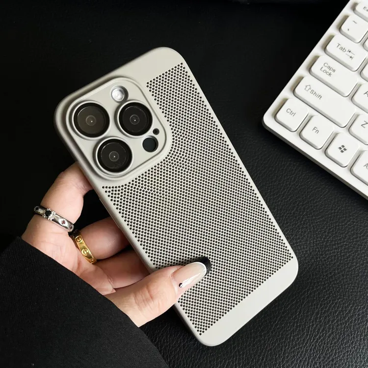网孔透气散热散热适用iphone16Promax手机壳苹果15镜头全包14防摔