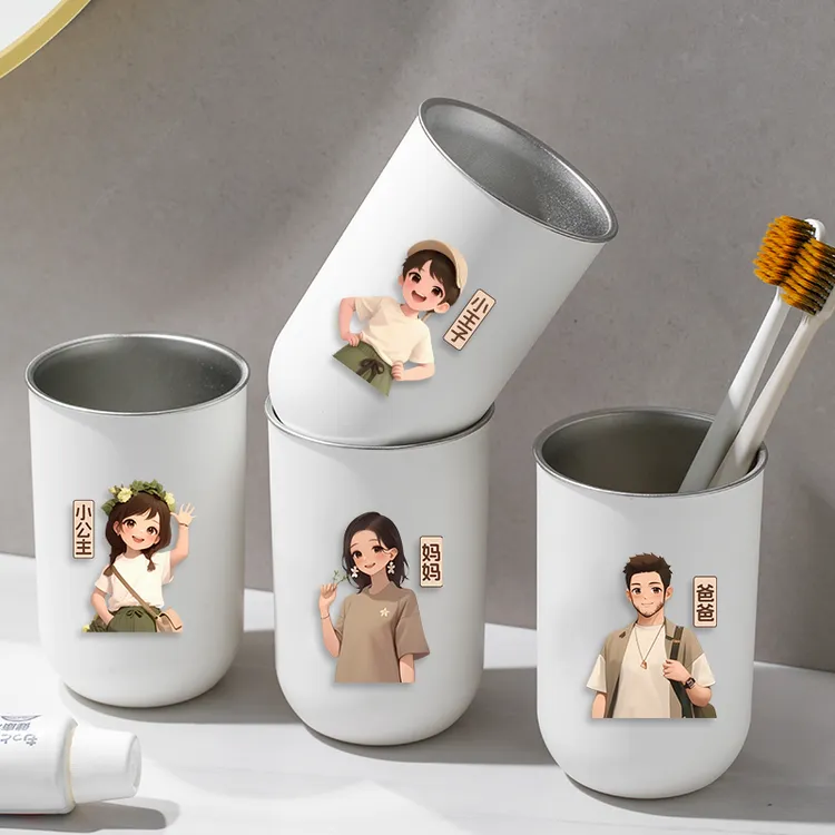 食品级304不锈钢漱口杯一家三口四口牙刷杯刷牙漱口杯洗漱杯牙缸