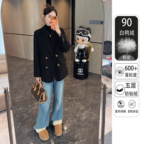 2025冬款羽绒服西装外套女韩系显瘦气质百搭