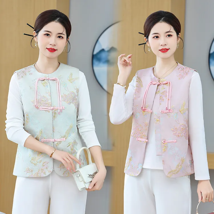 皮尔卡丹新中式国风马甲外套女春秋2025新款妈妈洋派时髦复古盘扣