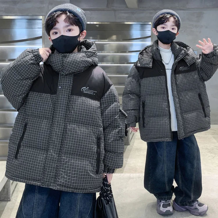 男童冬装格子棉服2025新款儿童加厚棉衣面包服外套冬季保暖抗寒潮