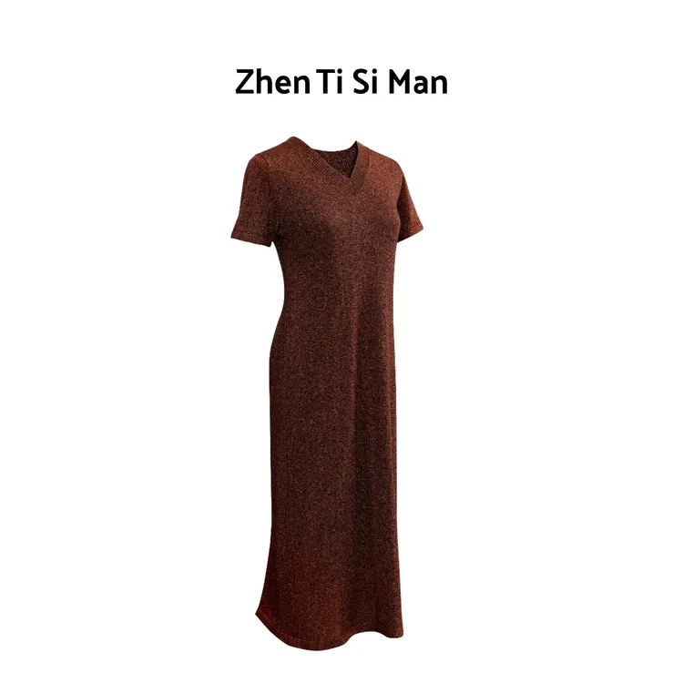 ZHENTISIMAN/LA5002/意大利 闪闪纱 轻奢高定玫瑰金连衣裙