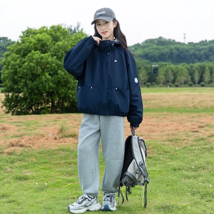 女童外套春秋款2025新款潮酷儿童女孩秋装冲锋衣秋季洋气连帽上衣