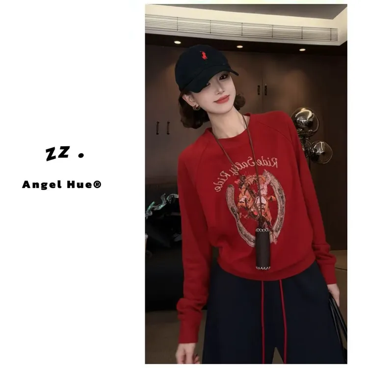 本命年高级感长袖圆领卫衣新款潮酷时髦打底内搭独特流行休闲上衣