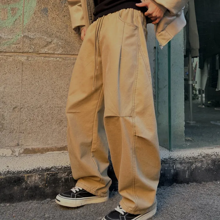 【BH】studio秋冬季纯棉挺阔百搭秋季工装美式男女弯刀休闲裤