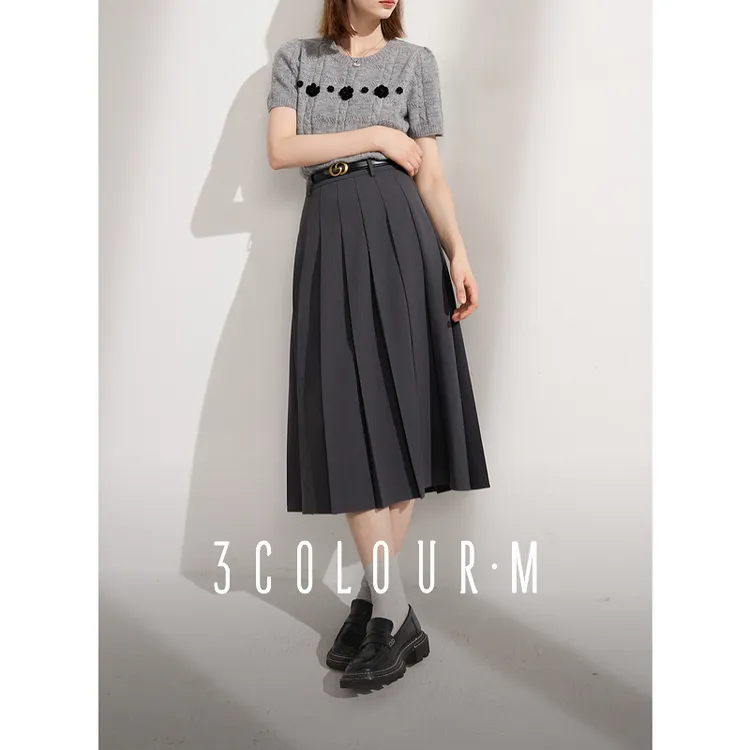 【大瑶专享】D401AM10VQ00三彩2025春季新款复古高腰长款伞裙dbx