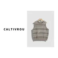 Caltivrou复古提花圆领无袖气质软糯叠穿针织马甲-Y18824