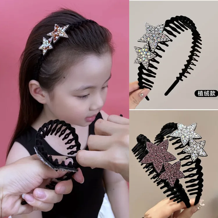 儿童刘海发箍发夹防滑不易掉不勒头洗漱碎发卡碎发整理植绒头箍女