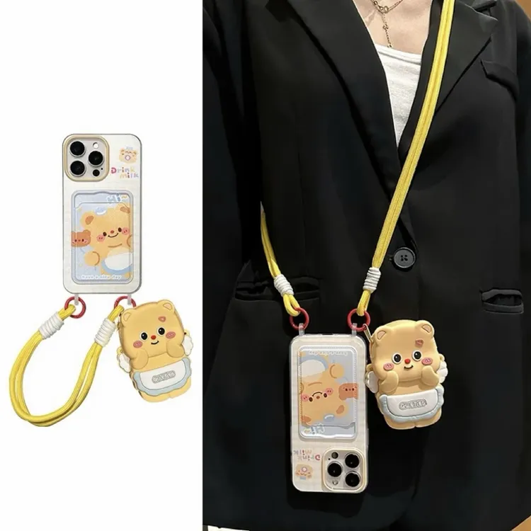 可爱黄油小熊零钱包适用苹果16pro手机壳iphone15promax女14pro新