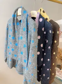 琳心丨秋冬新款多色圆领波点刺绣宽松百搭套头针织衫1908